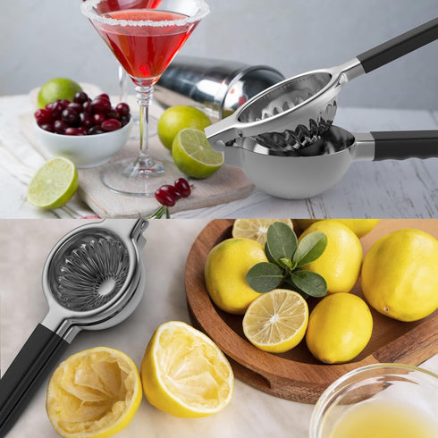 Stainless Steel Lemon Squeezer - Metal Citrus Juicer with Silicone Handles, Large Manual Citrus Press Juicer