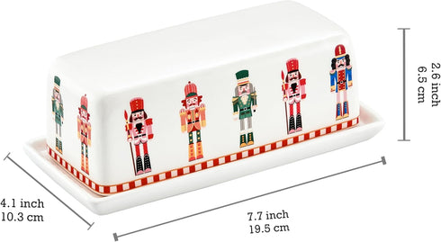 Counter, Countertop, Bico Christmas Soldier Ceramic Butter Dish with Lid, Wide Butter Keeper for Kitchen Microwave