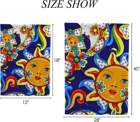 ZHONGJI Garden Flag Yard Flag Mexican Talavera Cute Pattern Blue Vertical Double Sided Design 12x18 Inch
