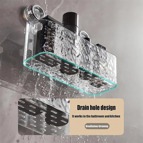 Generic Corrugated Suction Cup Storage Holder Corner Shower Caddy Large Organizer Bathroom Shelf Clear Acrylic Shower