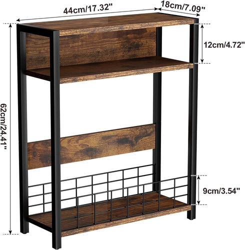 3 UTMZ001H IBUYKE Narrow Side Table with Storage Shelf, Tier End Table,Modern Sofa Table,Small Nightstand with Magazine