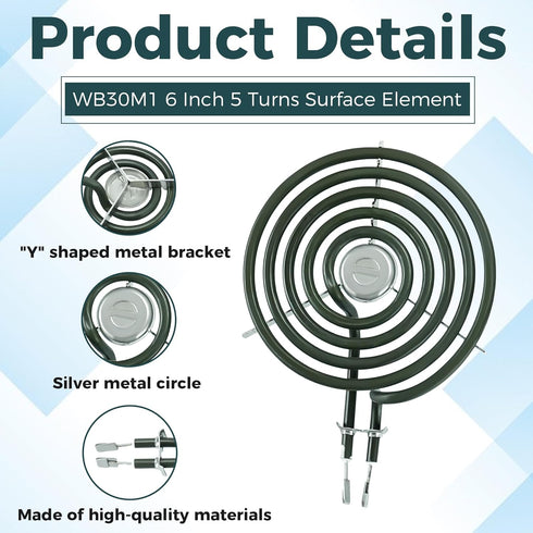 Romalon WB30M1 Electric Stove Burner Replacement for 6 Inch Surface Element, Fits GE Hot-point Ken-more Range