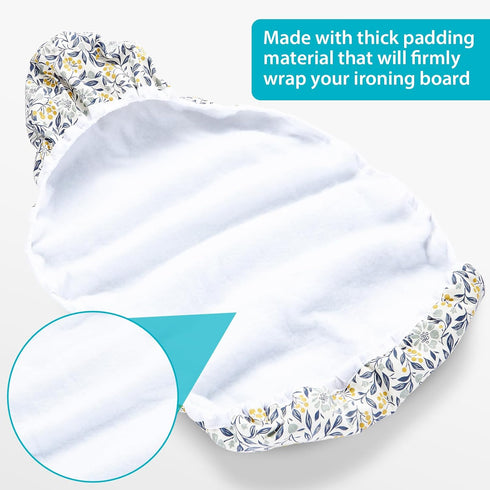Table Top Ironing Board Cover, 12 x 32 inch, 3 Layers Small Cover with Heat Reflective Padding (Flora)
