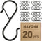20 Pcs S Hooks Hanging Safety Buckle, 3.5 Inch Heavy-Duty Stainless-Steel Hooks for Kitchen Utensils, Pots, and Pans