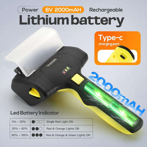 360 8V 700r/min Battery Operated Grill Cleaner PURAMI Wireless Outdoor Rotating Electric Grill Brush, Rechargeable
