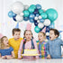 Teal Balloon Garland Arch Kit, Navy Blue Light Blue Teal White Turquoise Latex Balloons for Party Decorations