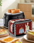 Farmhouse Cartoon Fat Chef Toaster Cover 2 Slice, Retro Black White Plaid Design with Loop for Dust Protection