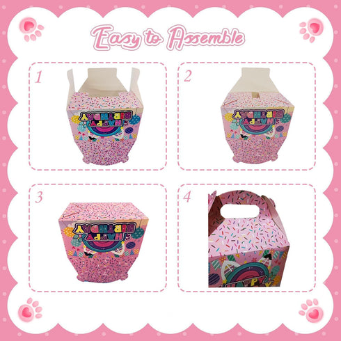 Terasilian 16pcs Cartoon Cat Party Candy Bags Dollhouse Theme Goodie Gift Boxes for Kids Birthday Party Decorations