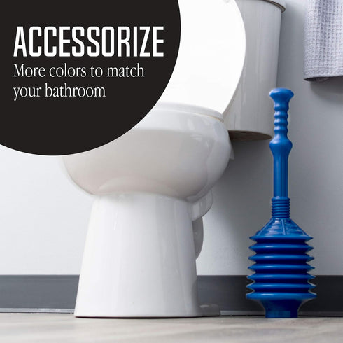 JS Jackson Supplies Professional Bellows Toilet Plunger, High Pressure Power Plunger for Heavy Duty Clogs, White & Black