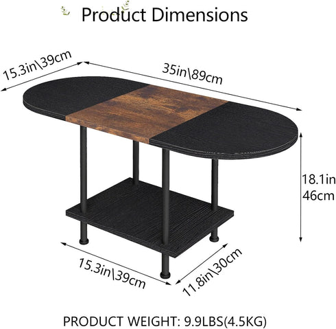 2-Tier Coffee Tables, Modern Center Table with Storage Shelf, Table for Living Room, Modern Two-Tone Design (Mixed