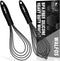 Walfos Whisk Combo, 11inch Flat Whisks and 10inch Balloon Whisk, Silicone Whisks for Cooking, Non Scratch Coated