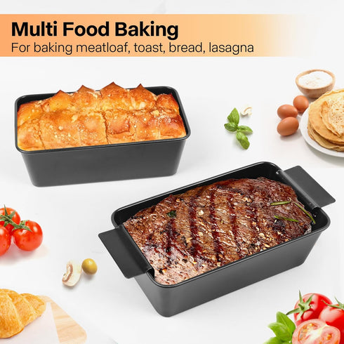 4 Pack Nonstick Meatloaf Pan with Drain Tray, 9x5 Inch Bakeware Pan for Oven Baking Bread and Roasting Meat