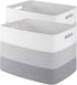 Storage Baskets for Organizing - 2 Pack Woven Rectangle Baskets for Shelves, Toy Storage, Gradient Grey
