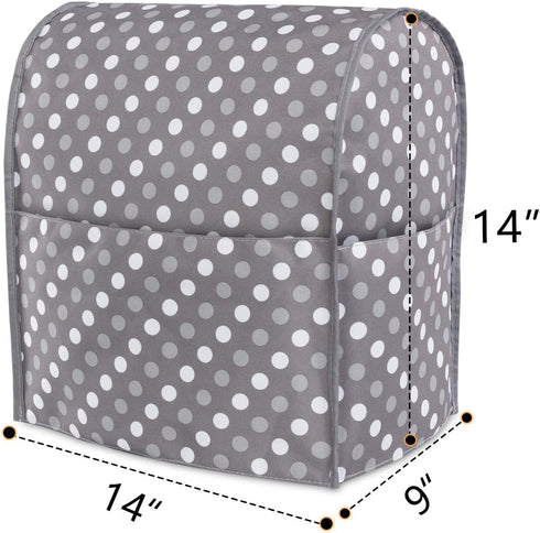 Luxja Dust Cover for 4.5-Quart and 5-Quart Stand Mixer, Cloth Cover with Pockets, Gray Dots