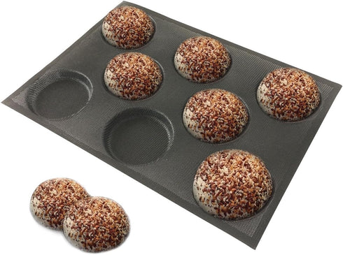 Bluedrop Silicone Hamburger Bread Forms, Perforated Bakery Molds, Non Stick Baking Sheets Fit Half Pan Size