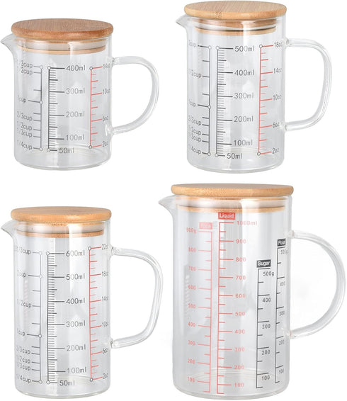 500ml Nozzle Coffee(500ML) Heat Resistant Glass Measuring Cup, Clear Glass Drinking Container with V Shaped Microwave