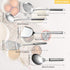 5Pcs Cooking Utensils Set, Stainless Steel Kitchen Utensils, Heat Resistant Wok Utensils Set Include Slotted Spoon, Slotted Spatula, Large Spoon, Soup, Spatula(Sliver)