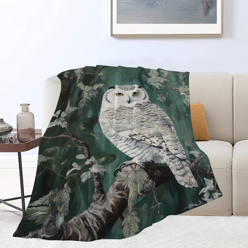Flintis 50"X40" Cute Owl Blanket Forest Owl Decor Animal Throw Blanket Gifts for Girls Boys Super Warm Soft Plush