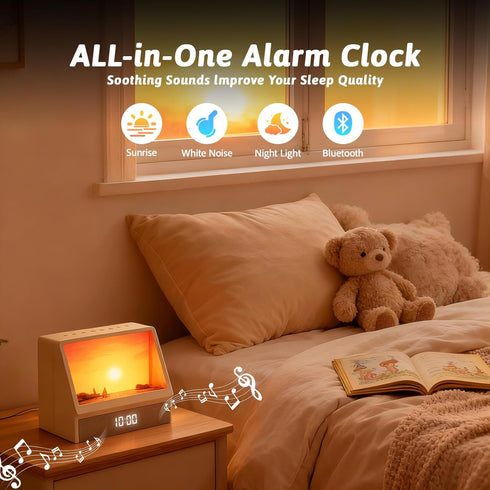 Sunrise Alarm Clock Night Light, Hatch Alarm Clock for Adults with Sound Machine Bluetooth Speaker White Noise Sound
