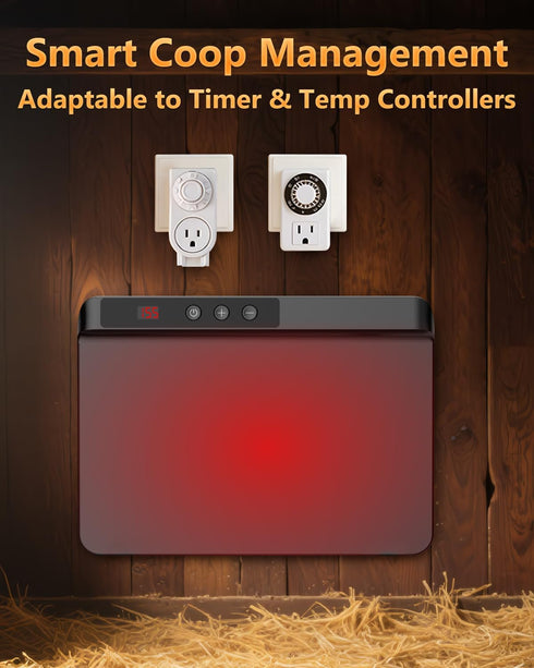 2025 200 TIMEBAL Smart Chicken Coop Heater with Adjustable Temperature Remote Control, Watts Radiant Heat Flat Panel