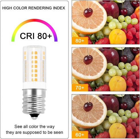 E17 Light Bulb 3000K Warm White - T5 Intermediate Base Microwave LED Bulbs, 3.5W Equivalent for Refrigerator, 4 Pack