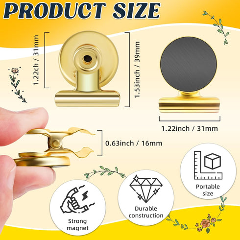 GRTARD 12Pack Magnetic Clips with Anti-Scratch Sticky Pads, Heavy Duty Fridge Magnets, Non-Scratch Metal Clip