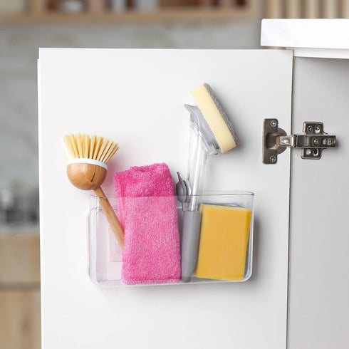 NiHome Acrylic Wall Mount Organizer 2-Pack, Slim Over Cabinet Storage Bins, No-Drill Installation for Kitchen,