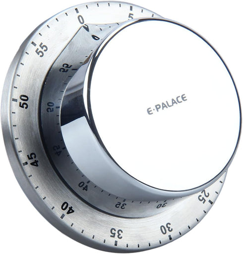 Kitchen Timer, 60 Minute Mechanical Stainless Steel Cooking Timer with Magnetic Loud Alarm (1 Pack)