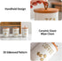 Set 3-Piece Counter 25oz White Ceramic Canister for Coffee Tea Sugar, Food Storage Jars with Wood Airtight Lids