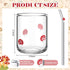 2 Set 2 14 oz Skylety Mushroom Icon Juice Glass Cups - Icon Glass Cup with Straw Double Old Fashioned Cute Pattern