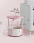 ULET228R01 VASAGLE LILEA Collection - Side Table with Charging Station, Round End Table with Fabric Basket, Nightstand