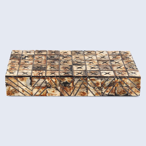Handicrafts Home Handmade Paradox Pattern Decorative Box, Storage Organizer, Boho Style Treasure Box, 12x6x2