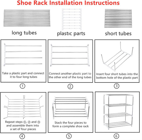 Xerhnan 3-Tier Closet(White) Stackable Small Shoe Rack, Lightweight Shoe Shelf Storage Organizer for Entryway, Hallway
