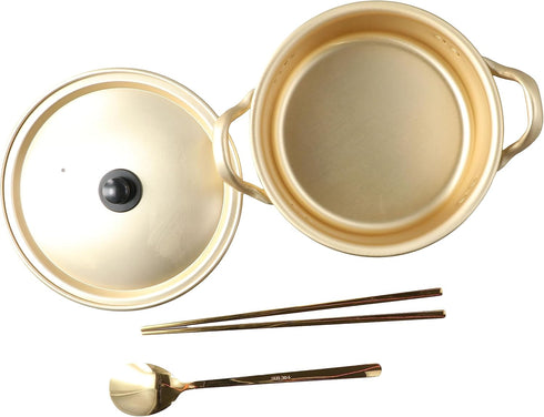 Ramen Pot with Lid, Spoon, and Chopsticks, Fast Heating Korean Cooking Pot