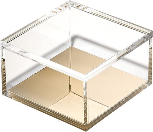 OfficeGoods Acrylic Desk Organizer w/Gold Base – Elegant Odds & Ends Box for Home or Office, Large