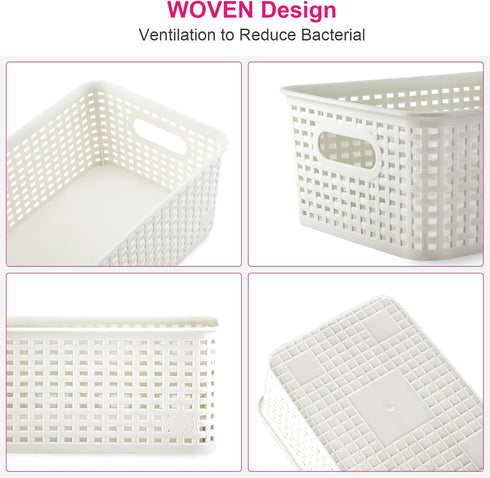 AREYZIN Plastic Storage Baskets with Lid, 6 Pack Lidded Organizing Containers for Shelves & Drawers