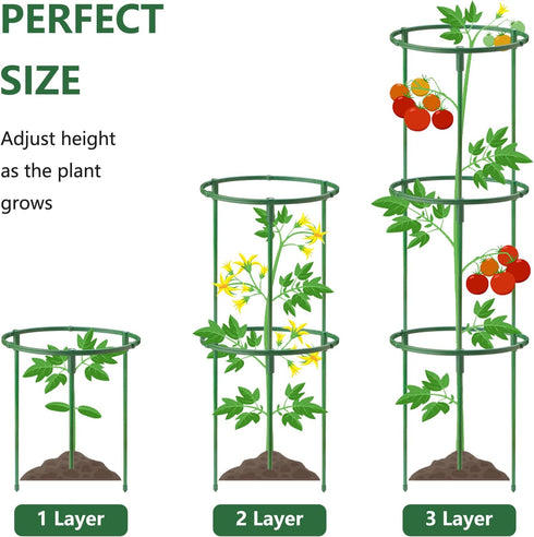 36Packs 3 Plant Support Stake Half Round Plant Support for Indoor Plants, Stackable Tier Garden Flower Support, Plant
