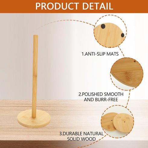 Wooden Paper Towel Holder Stand (4 Pcs), Non-Slip Countertop Paper Roll Holder for Kitchen Countertop and Table