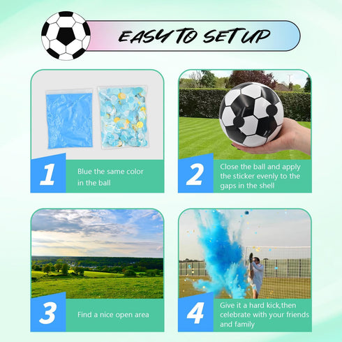 LIONTELO Supplies6 inch Gender Reveal Soccer Ball with Powder and Confetti Exploding Soccer Balls Kit Gender Reveal