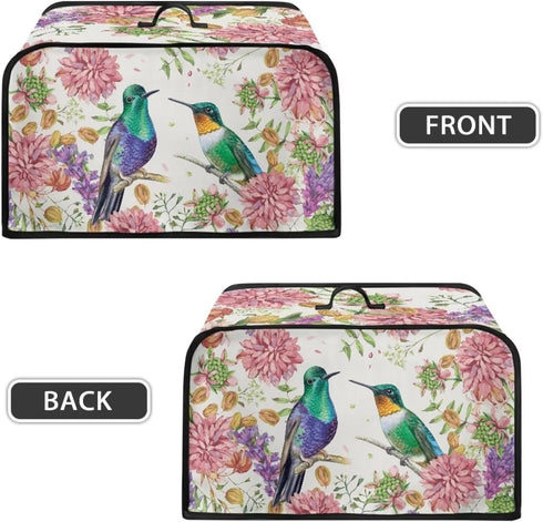 TODIYADDU Hummingbird Floral Slow Cooker Cover, Trendy Dust Cover with Storage Pocket for Kitchen Appliances
