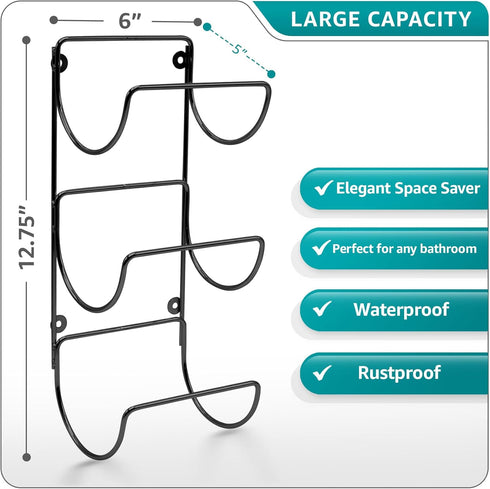 12 Sorbus Towel Holder for Bathroom Wall - Level Wall Mounted Towel Rack Shelves for Rolled Bath Towels, Washcloths