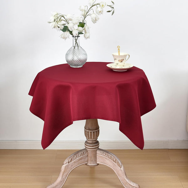 Viiamacki 2PCS Burgundy Square Small Tablecloth, 24 x 24 Inch, Stain and Wrinkle