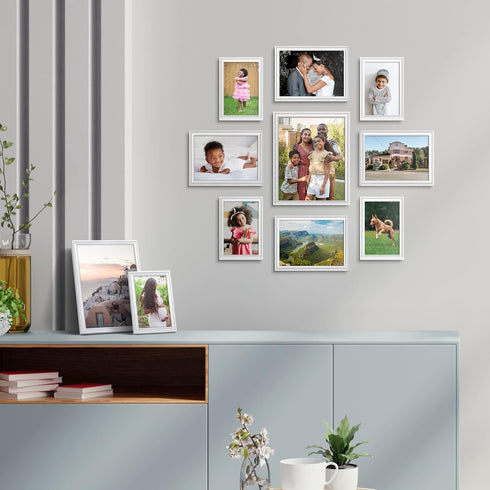 Icona Bay 8x10 Picture Frames, White, 6 Pack, Inspirations Collection, Wall Mount or Table Top