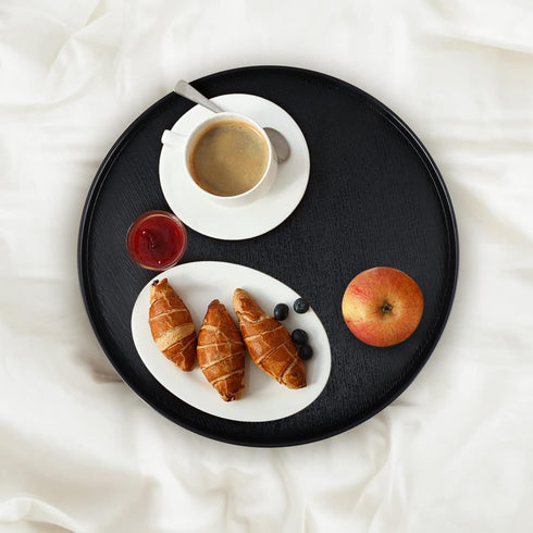 MDLUU 13" Plastic Serving Tray, Ottoman Tray, Round Butler Tray for Breakfast in Bed, Coffee Table Decor, Party