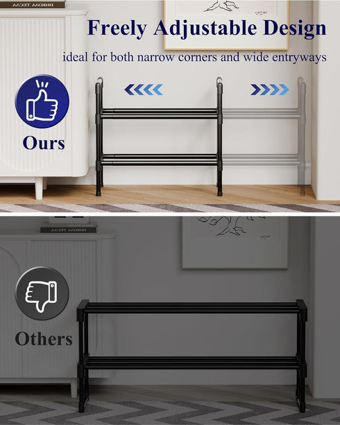 Closet 17.3~30.2L 16.3H Kitsure Shoe Rack for - Expandable Shoe Rack for Entrance, Rustproof Shoe Organizer