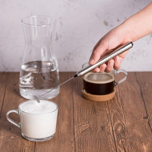 Handheld Milk Frother, ROMAUNT Battery Operated Electric Mini Mixer for Latte, Cappuccino, 304 Stainless Steel