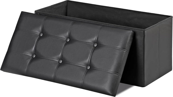 LEMY 30 Inches Folding Ottoman Storage Bench, Foot Rest Stool with Wooden