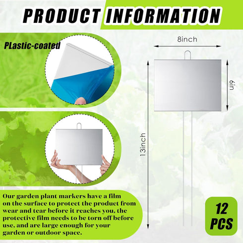 12 6'' 8'' 13'' Landhoow Pcs Large Garden Plant Markers Metal Plant Labels Sign x with Stake Weatherproof Waterproof