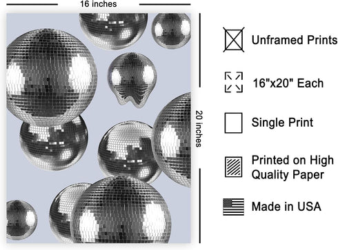 16x20 Poster Master Disco Ball Print - Silver Balls Poster - Modern & Preppy Art - Trendy Disco Design - Club & Bar