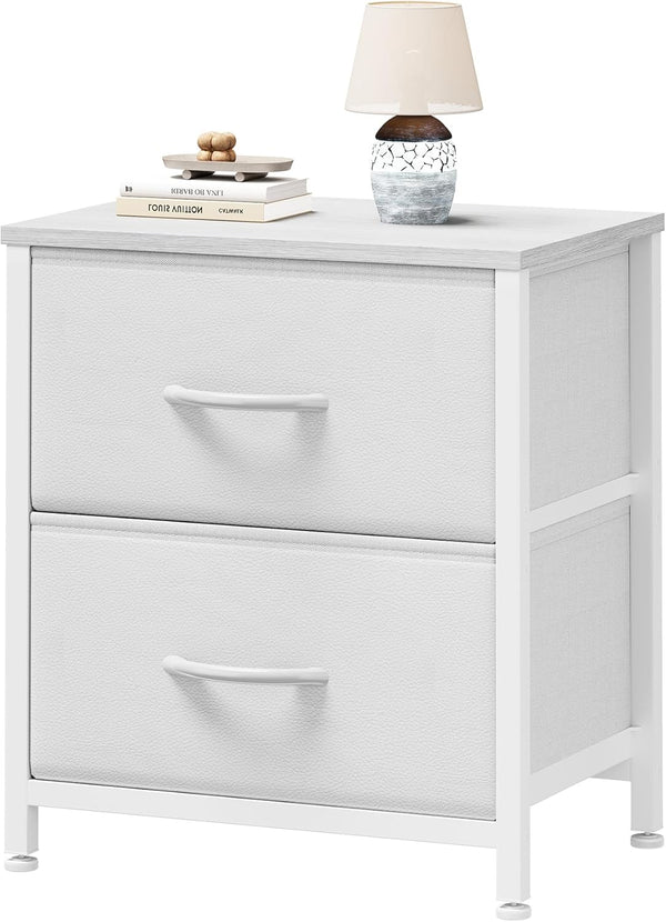 Sweetcrispy Nightstand with 2 Storage Drawers, 20" Height Small Bed Side Furniture